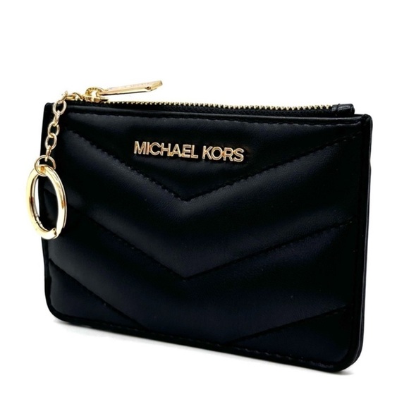Michael Kors Jet Set Travel Small Top Zip Coin Pouch with ID Holder Black - Picture 6 of 8